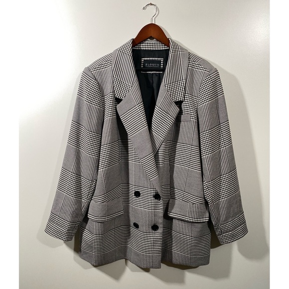 Eloquii Blazer Jacket in Houndstooth Size 26/28 with Pockets - Picture 4 of 11
